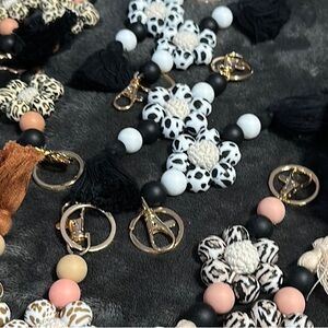 Colorful Tassel Keychain: Black & White